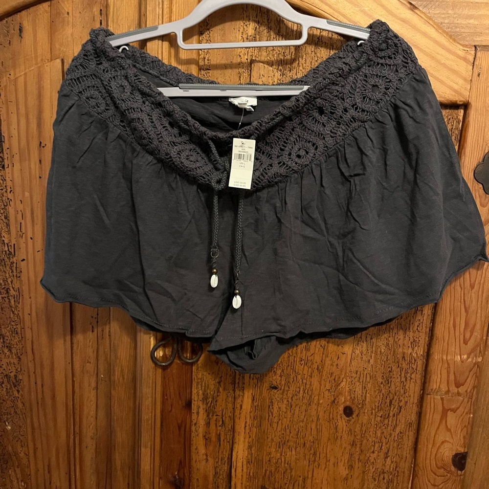 Aerie Dark Gray Women's Shorts with Crochet Waistband